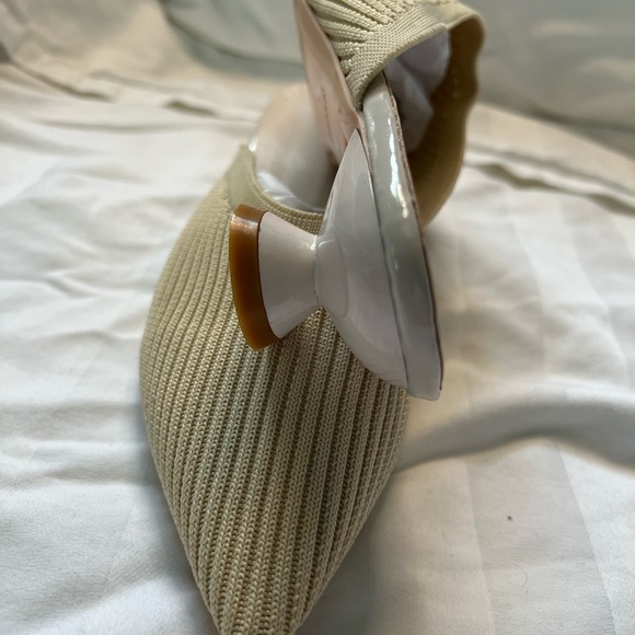 Kitten heel mule Summer color sand fabric upper - Picture 8 of 10